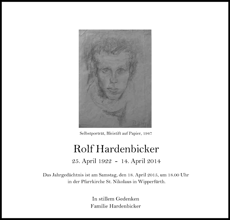  Traueranzeige für Rolf Hardenbicker vom 14.04.2015 aus Kölner Stadt-Anzeiger / Kölnische Rundschau / Express