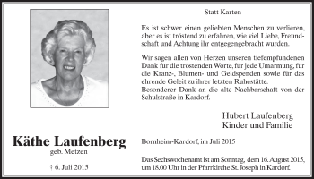 Anzeige von Käthe Laufenberg von  Schlossbote/Werbekurier 