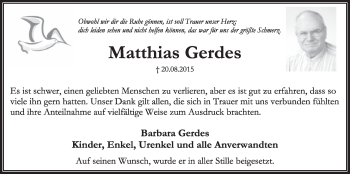 Anzeige von Matthias Gerdes von  Sonntags-Post 