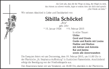 Anzeige von Sibilla Schöckel von  Blickpunkt Euskirchen 