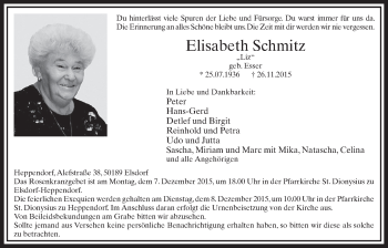 Anzeige von Elisabeth Schmitz von  Sonntags-Post 
