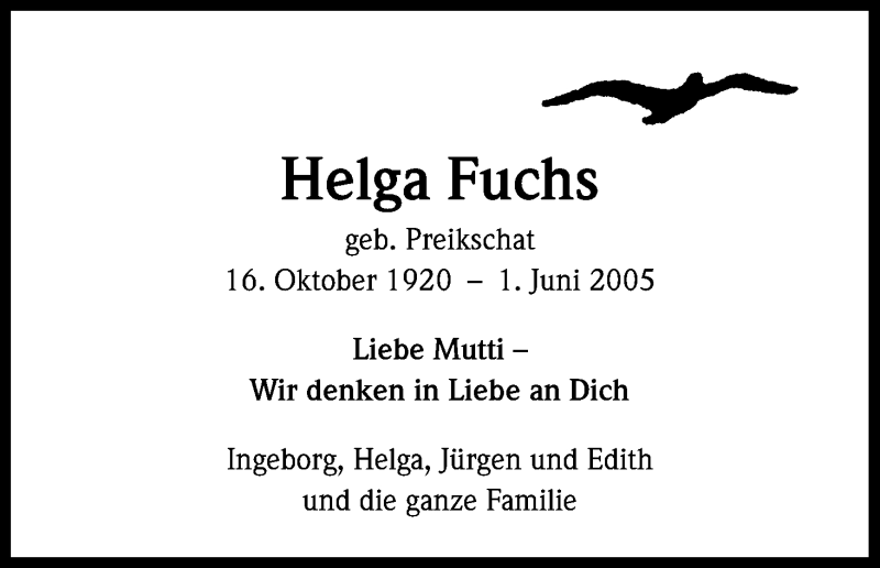  Traueranzeige für Helga Fuchs vom 30.05.2015 aus Kölner Stadt-Anzeiger / Kölnische Rundschau / Express