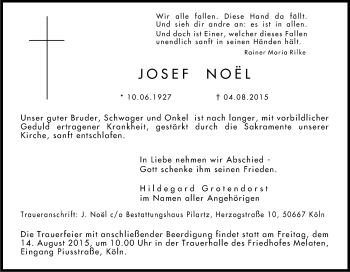 Anzeige von Josef Noel von Kölner Stadt-Anzeiger / Kölnische Rundschau / Express