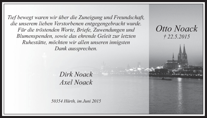  Traueranzeige für Otto Noack vom 17.06.2015 aus  Wochenende 
