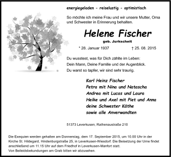 Anzeige von Helene Fischer von Kölner Stadt-Anzeiger / Kölnische Rundschau / Express