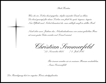 Anzeige von Christian Sommerfeld von Kölner Stadt-Anzeiger / Kölnische Rundschau / Express