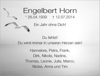Anzeige von Engelbert Horn von  Lokale Informationen 