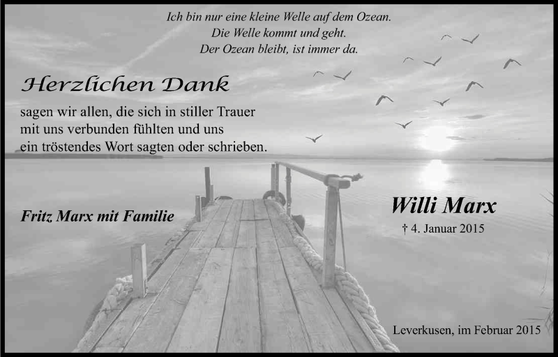 Traueranzeige für Willi Marx vom 21.02.2015 aus Kölner Stadt-Anzeiger / Kölnische Rundschau / Express