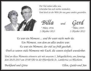 Anzeige von Billa und Gerd  von  Werbepost 