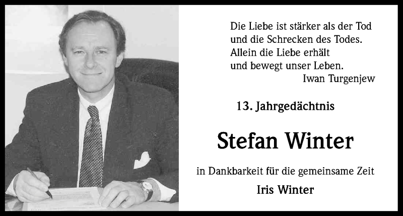  Traueranzeige für Stefan Winter vom 07.12.2015 aus Kölner Stadt-Anzeiger / Kölnische Rundschau / Express