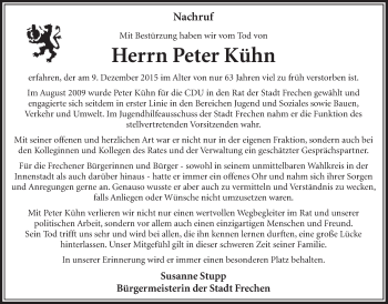 Anzeige von Peter Kühn von  Sonntags-Post 