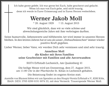 Anzeige von Werner Jakob Moll von  Werbepost 
