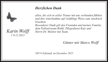 Anzeige von Karin Wolff von  Werbepost 