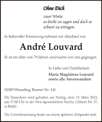 Anzeige von André Louvard von  Schlossbote/Werbekurier 