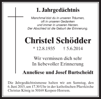 Anzeige von Christel Schödder von  Werbepost 