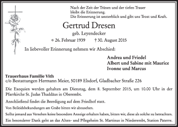 Anzeige von Gertrud Dresen von  Sonntags-Post 