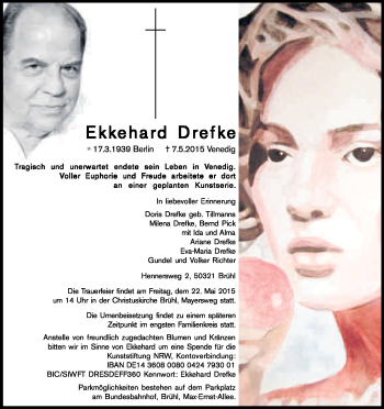 Anzeige von Ekkehard Drefke von Kölner Stadt-Anzeiger / Kölnische Rundschau / Express
