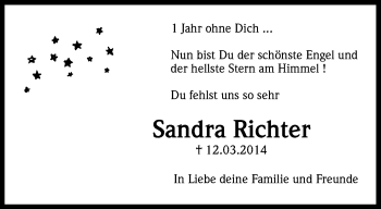 Anzeige von Sandra Richter von Kölner Stadt-Anzeiger / Kölnische Rundschau / Express