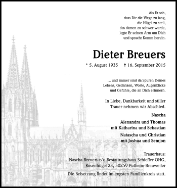 Anzeige von Dieter Breuers von Kölner Stadt-Anzeiger / Kölnische Rundschau / Express