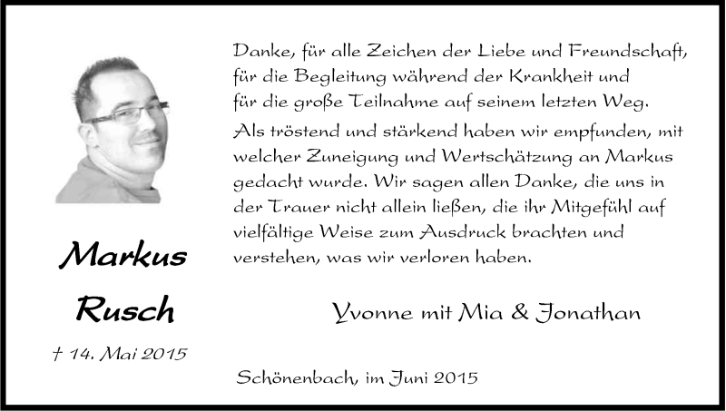  Traueranzeige für Markus Rusch vom 22.06.2015 aus Kölner Stadt-Anzeiger / Kölnische Rundschau / Express