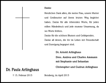Anzeige von Arnold Arlinghaus von Kölner Stadt-Anzeiger / Kölnische Rundschau / Express