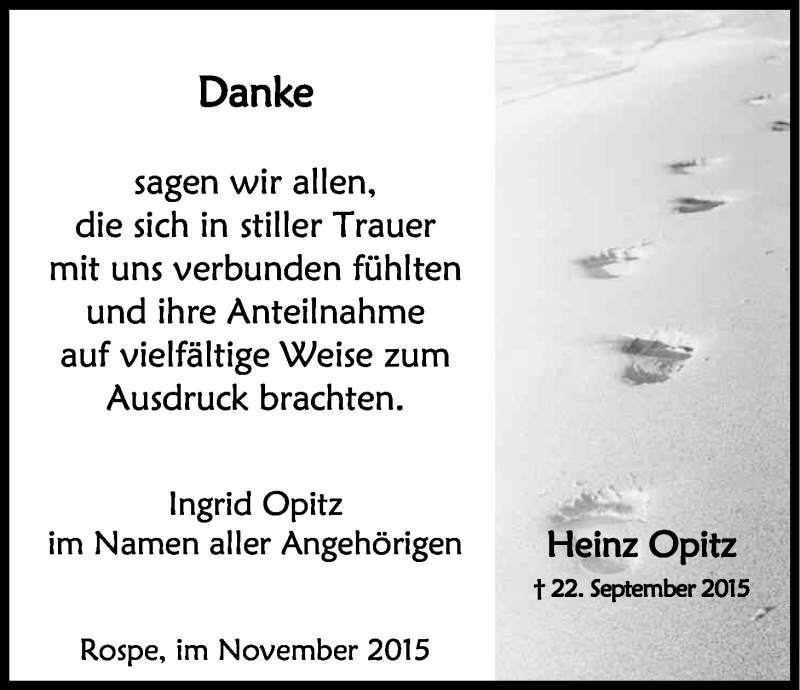  Traueranzeige für Heinz Opitz vom 19.11.2015 aus Kölner Stadt-Anzeiger / Kölnische Rundschau / Express