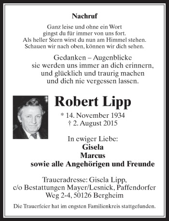 Anzeige von Robert Lipp von  Werbepost 