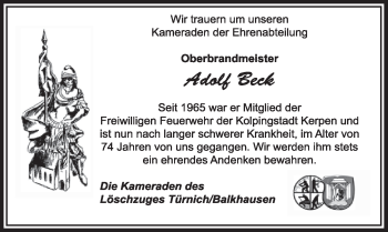 Anzeige von Adolf Beck von  Werbepost 