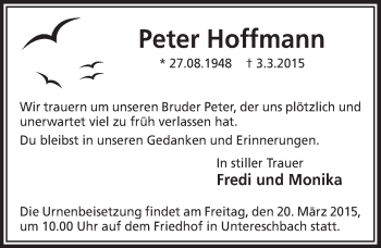 Anzeige von Peter Hoffmann von  Bergisches Handelsblatt 