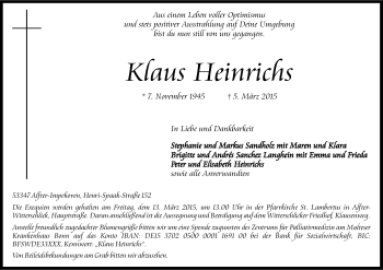Anzeige von Kraus Heinrichs von Kölner Stadt-Anzeiger / Kölnische Rundschau / Express