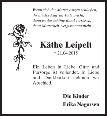 Anzeige von Käthe Leipelt von  Werbepost 