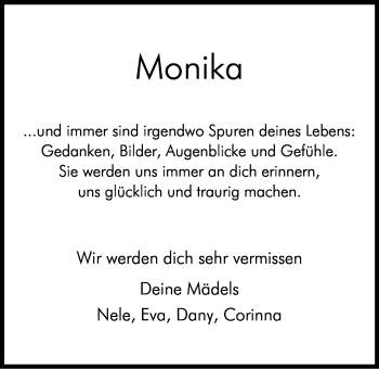 Anzeige von Monika Rader von Kölner Stadt-Anzeiger / Kölnische Rundschau / Express