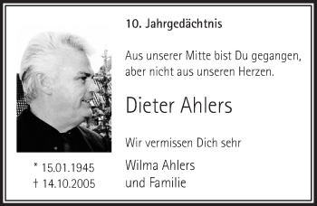 Anzeige von Dieter Ahlers von  Extra Blatt 