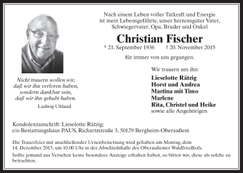 Anzeige von Christian Fischer von  Werbepost 