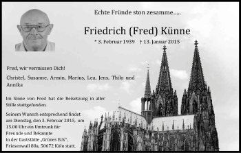 Anzeige von Friedrich  Künne von Kölner Stadt-Anzeiger / Kölnische Rundschau / Express