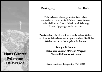 Anzeige von Hans Günter Pollman von Kölner Stadt-Anzeiger / Kölnische Rundschau / Express