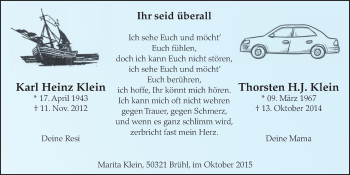 Anzeige von Karl Heinz und Thorsten Klein von  Schlossbote/Werbekurier 