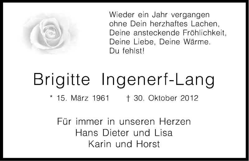  Traueranzeige für Brigitte Ingenerf-Lang vom 18.07.2023 aus Kölner Stadt-Anzeiger / Kölnische Rundschau / Express