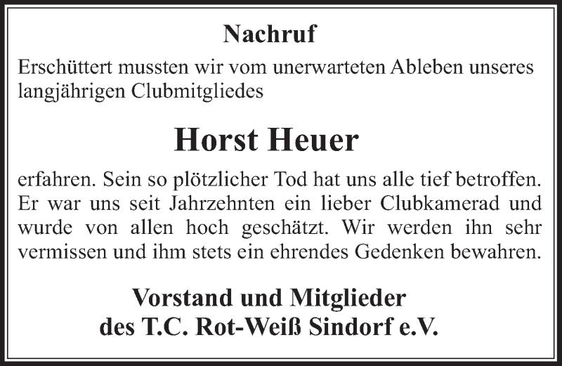  Traueranzeige für Horst Heuer vom 17.06.2015 aus  Werbepost 