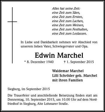 Anzeige von Edwin Marchel von Kölner Stadt-Anzeiger / Kölnische Rundschau / Express