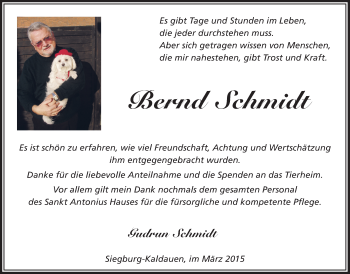 Anzeige von Bernd Schmidt von  Extra Blatt 
