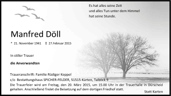 Anzeige von Manfred Döll von Kölner Stadt-Anzeiger / Kölnische Rundschau / Express