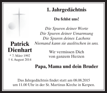 Anzeige von Patrick Dienhart von  Werbepost 