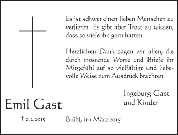 Anzeige von Emil Gast von  Schlossbote/Werbekurier 