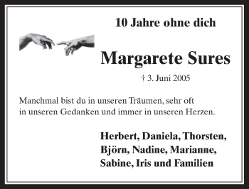 Anzeige von Margarete Sures von  Werbepost 