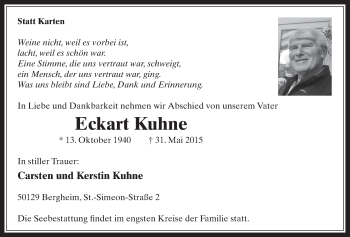 Anzeige von Eckart Kuhne von  Sonntags-Post 