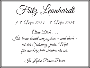 Anzeige von Fritz Leonhard von  Sonntags-Post 