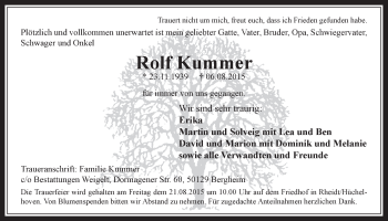 Anzeige von Rolf Kummer von  Werbepost 