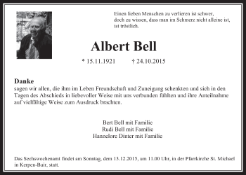 Anzeige von Albert Bell von  Werbepost 