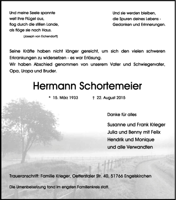 Anzeige von Hermann Schortemeier von Kölner Stadt-Anzeiger / Kölnische Rundschau / Express